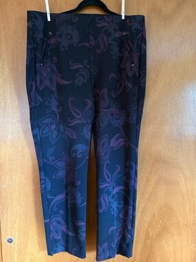 Chico's Black Pants with Plum Floral Print